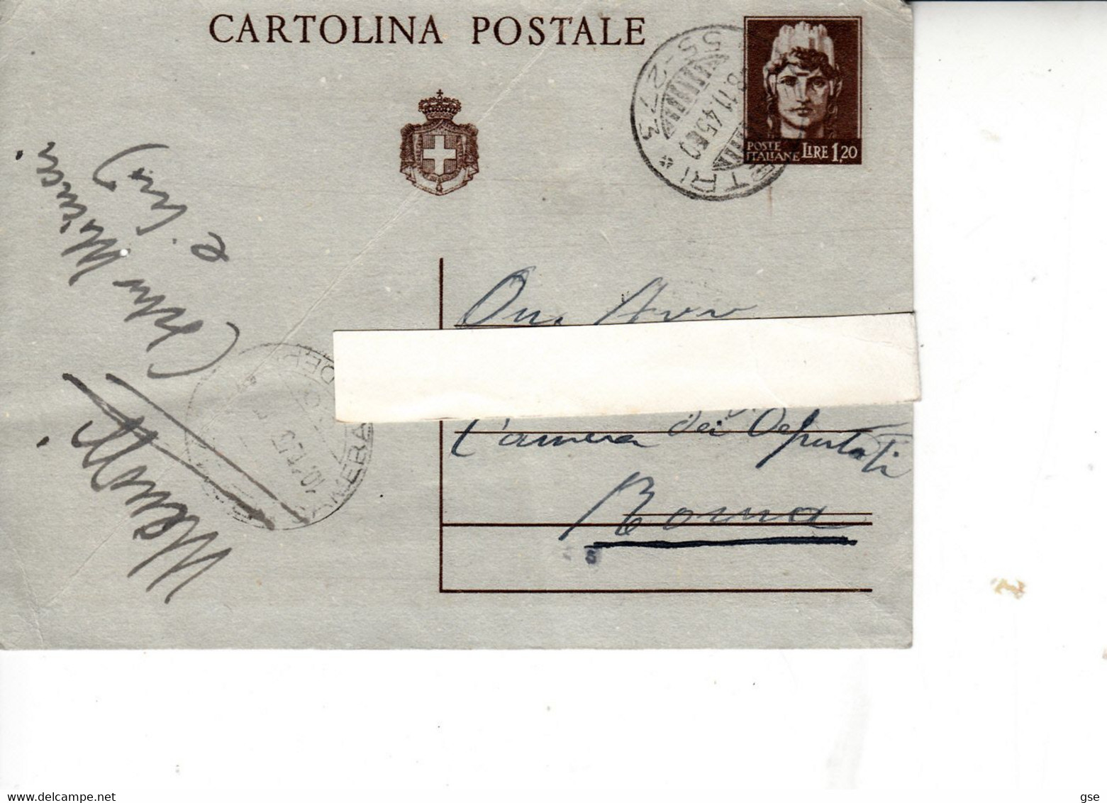 ITALIA  1945  - Cartolina Postale  Da  Velletri A Roma - Entiers Postaux
