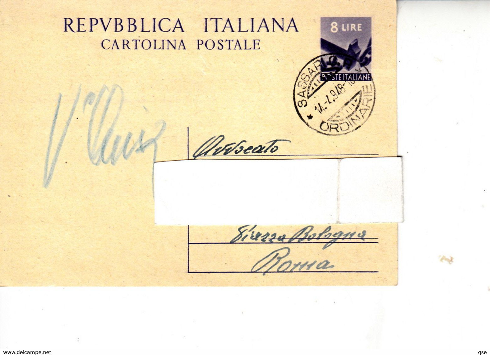ITALIA  1948  - Cartolina Postale  Da  Sassari A Roma - Stamped Stationery