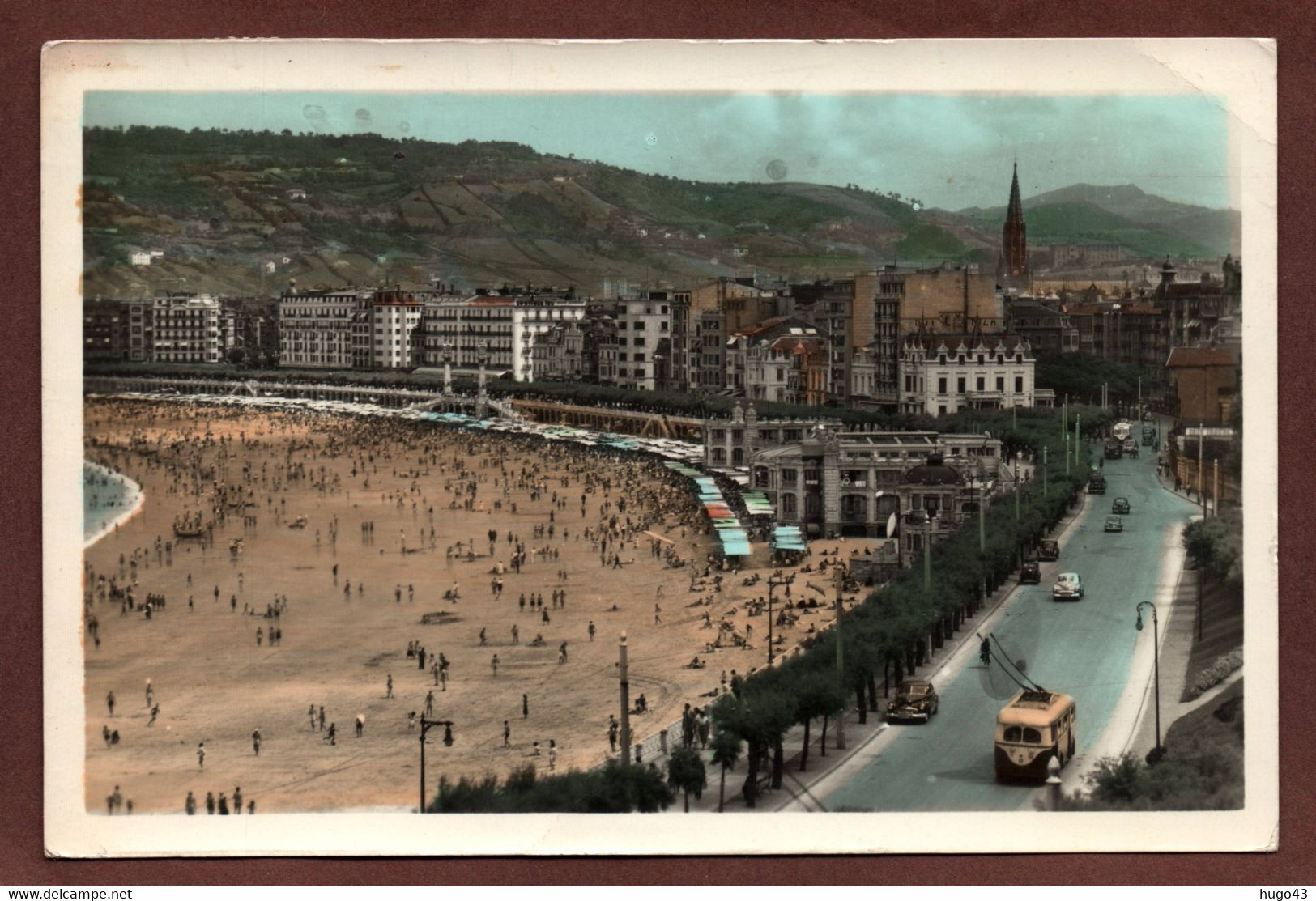 (RECTO / VERSO) SAN SEBASTIAN - VISTA GENERAL DE LA PLAYA - BEAU TIMBRE ET FLAMME - FORMAT CPA - Guipúzcoa (San Sebastián)