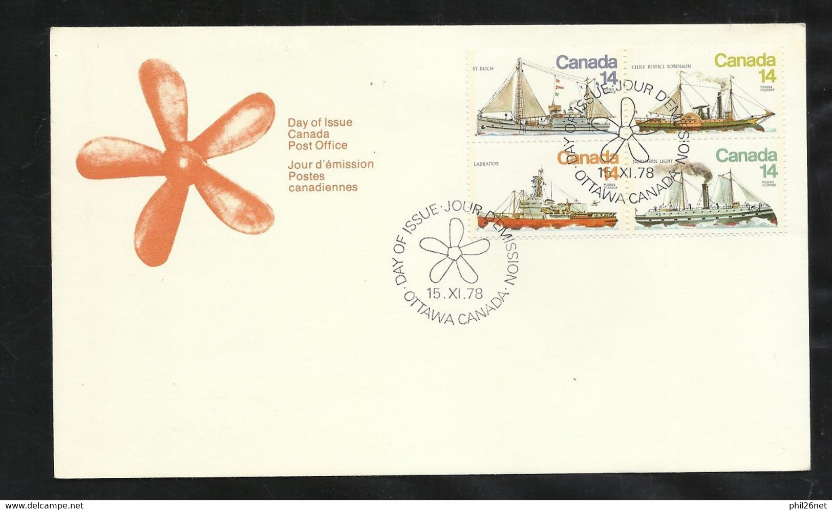 Canada Lettre Premier Jour FDC Ottawa  15/11/1978 Bloc N°685 à 688 Navires Brise-glaces  B/TB Voir Scan Soldé ! ! ! - 1971-1980