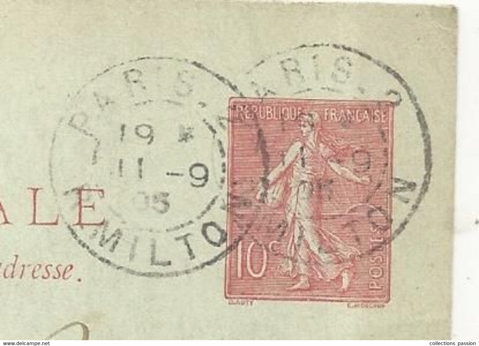 Entier Postal Sur Carte Postale, PARIS 2 R. MILTON,  COURSON LES CARRIERES,YONNE 1905. 3 SCANS - Cartes Postales Types Et TSC (avant 1995)