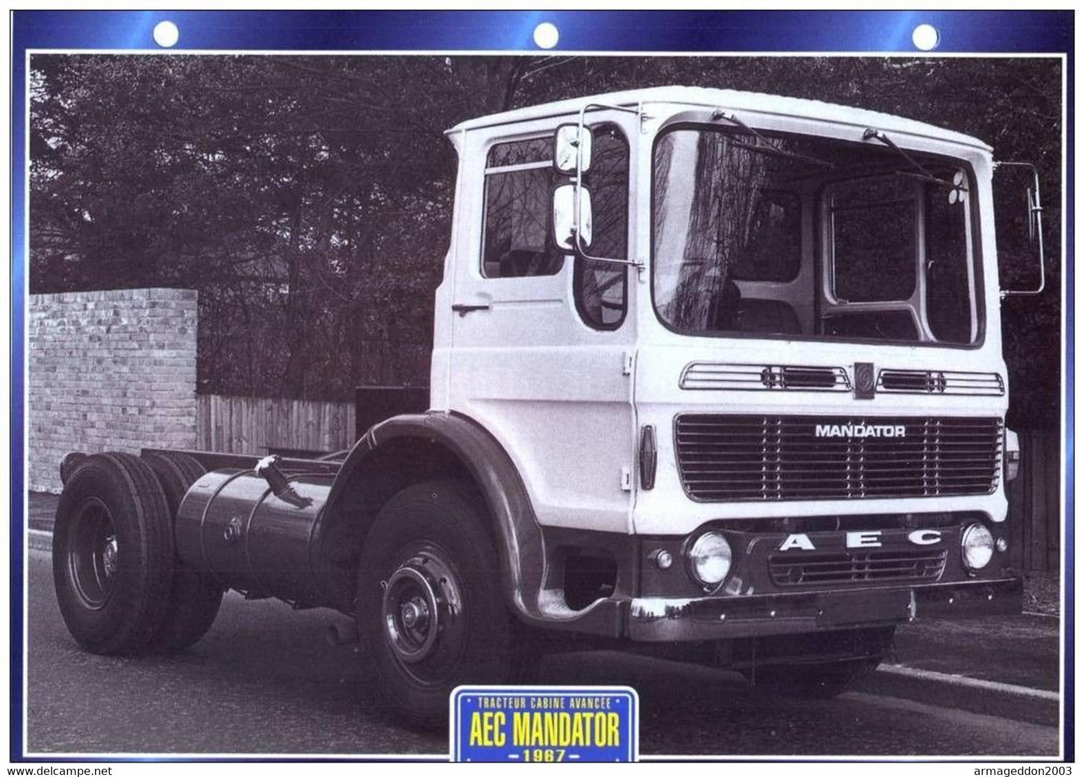 C2/ FICHE CARTONNE CAMION SERIE TRACTEUR CABINE ANGLAIS 1967 AEC MANDATOR - Camions