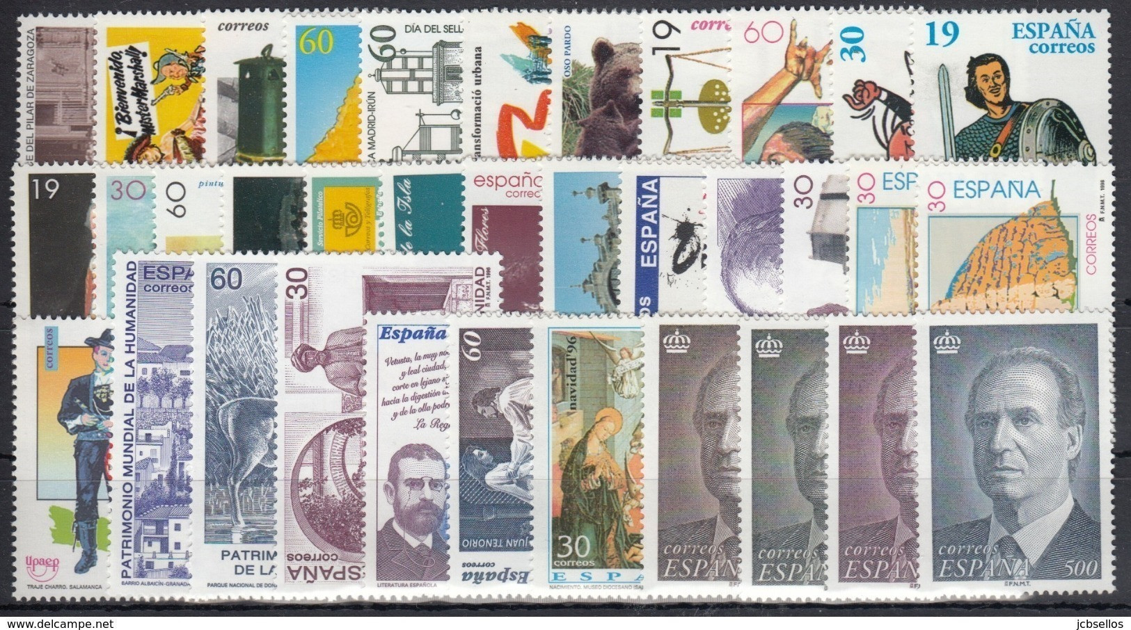 ESPAÑA 1996 Nº 3406/3464 AÑO COMPLETO NUEVO, MNH **, 33 SELLOS + 1 MP + 6 HB - Años Completos