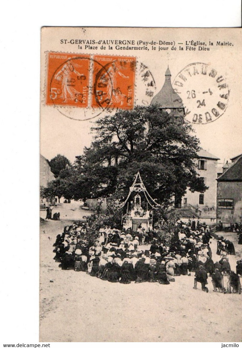 ST-GERVAIS-D'AUVERGNE (Puy-de-Dôme). - Le Jour De La Fête Dieu. "RARE". TBE.   Voir SCANS Recto-verso - Saint Gervais D'Auvergne