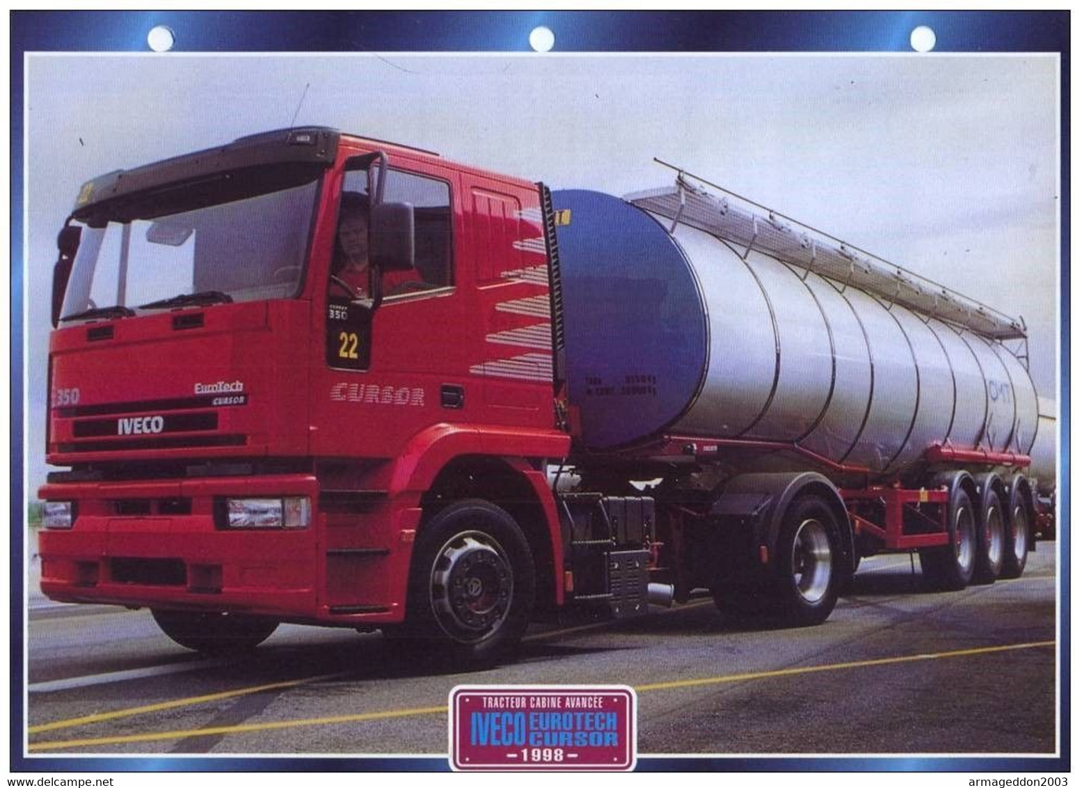 C2/ FICHE CARTONNE CAMION SERIE TRACTEUR CABINE ITALIE 1998 IVECO EUROTECH CURSO - Camions