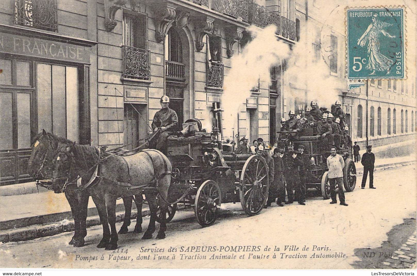 CPA Thèmes - Métiers - Service Des Sapeurs Pompiers De La Ville De Paris - N. D. Phot. - Oblitérée - Traction - Firemen