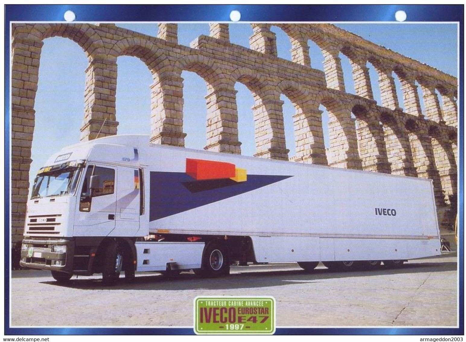 C2/ FICHE CARTONNE CAMION SERIE TRACTEUR CABINE ITALIE 1997 IVECO EUROSTAR - Camions