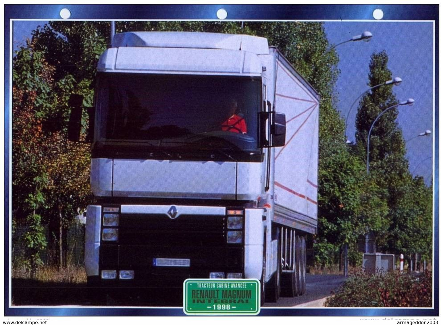 C2/ FICHE CARTONNE CAMION SERIE TRACTEUR CABINE France 1998 RENAULT MAGNUM INTEG - Camions