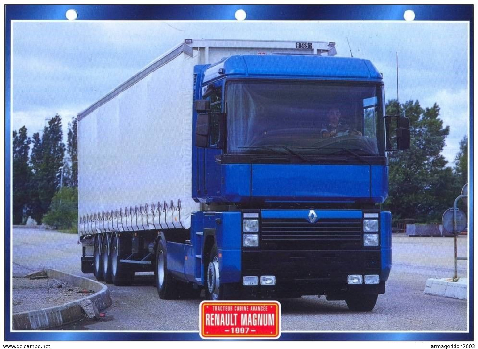 C2/ FICHE CARTONNE CAMION SERIE TRACTEUR CABINE France 1997 RENAULT MAGNUM - Camions