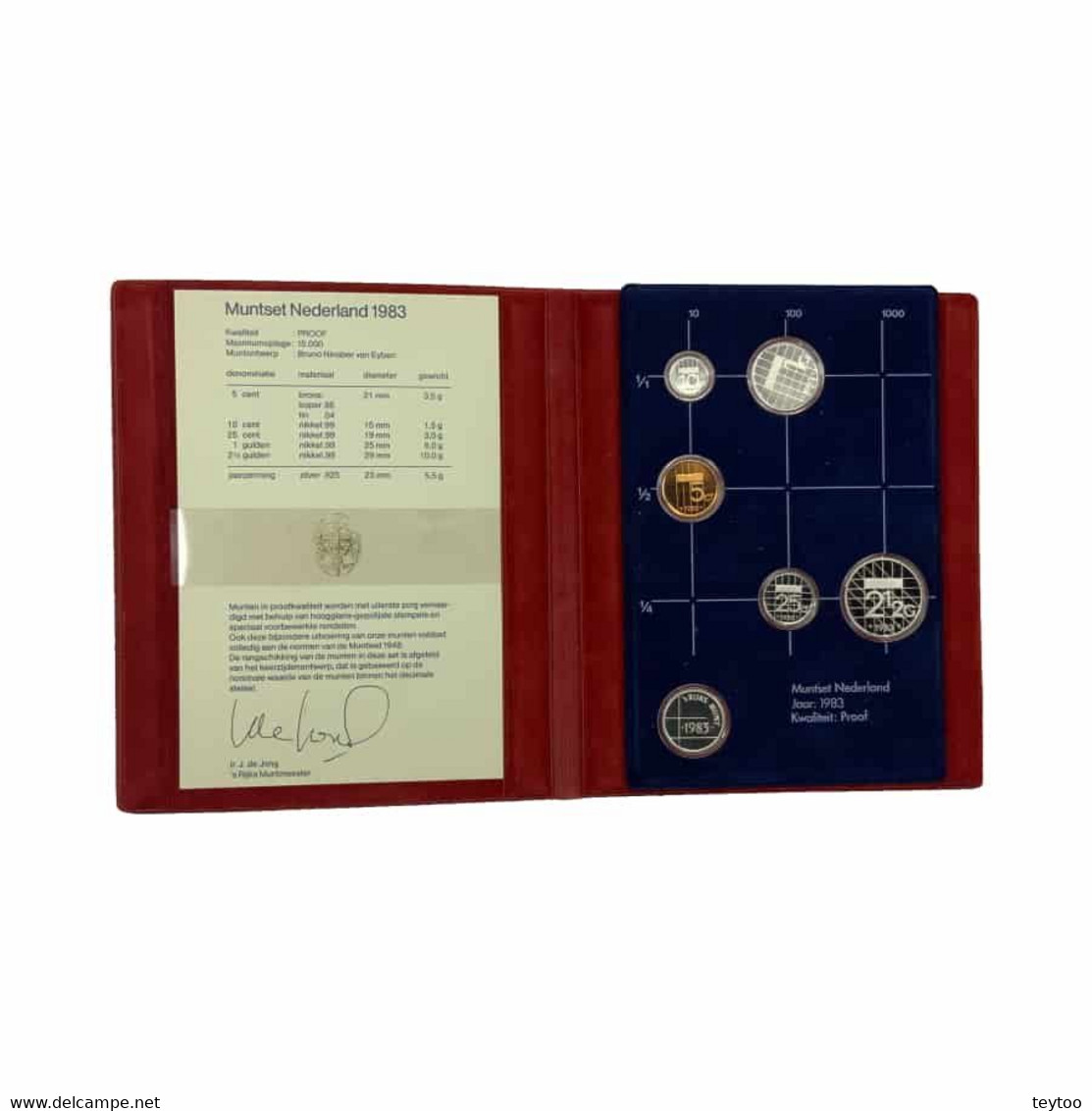 D0188# Países Bajos 1983. Set Anual (FDC) + Certificado + Moneda Plata - Mint Sets & Proof Sets