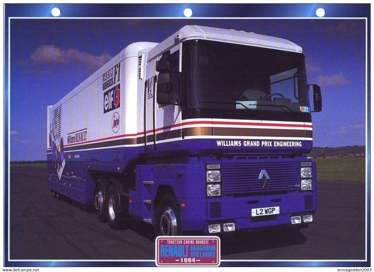 C2/ FICHE CARTONNE CAMION SERIE TRACTEUR CABINE France 1994 RENAULT MAGNUM WILLI - Camions