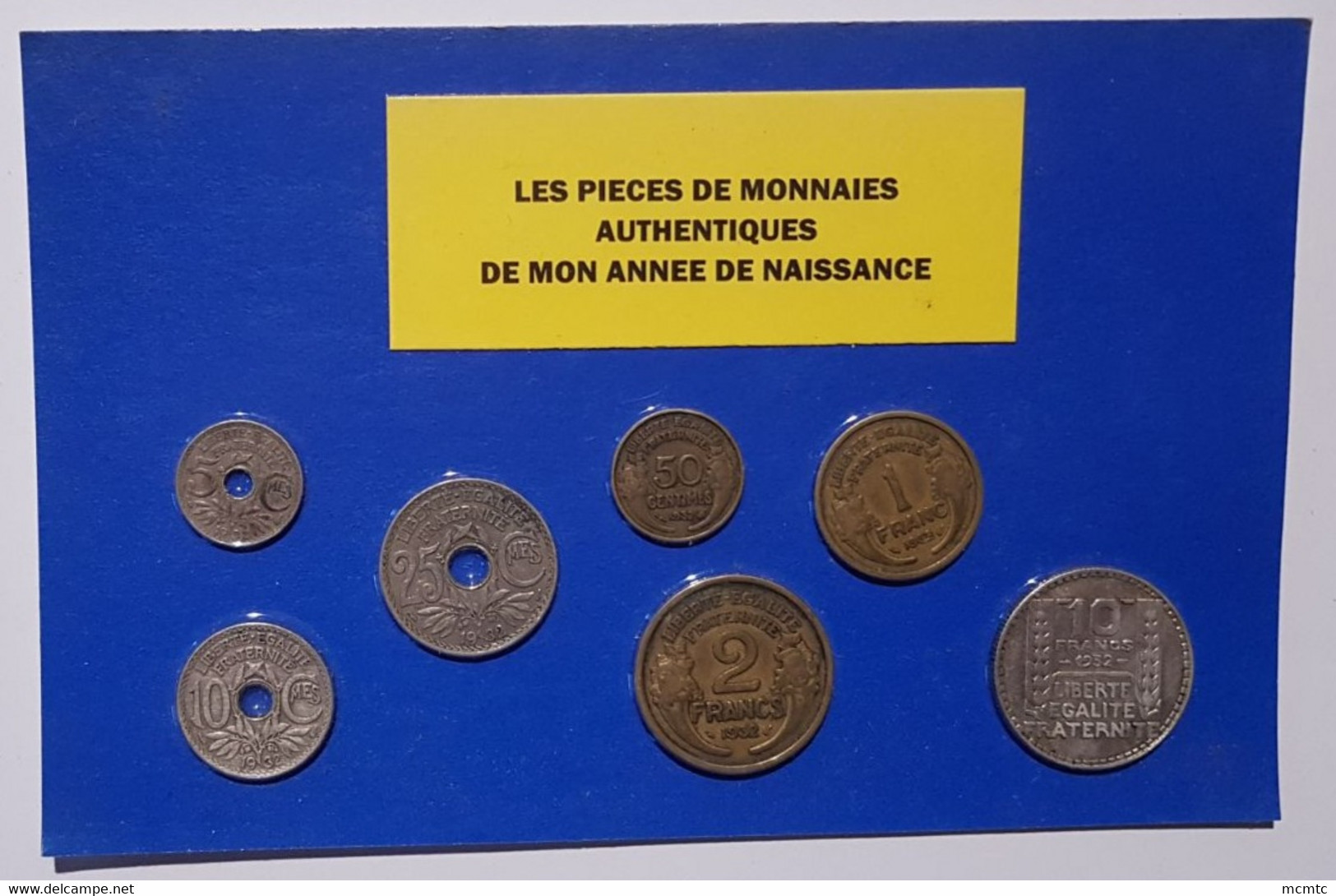 7 Pièces De Monnaies Authentiques( Dont 1 De 10f Argent)  Sous Blister  De Votre Année De Naissance 1932 ( Idée Cadeau ) - Sonstige & Ohne Zuordnung