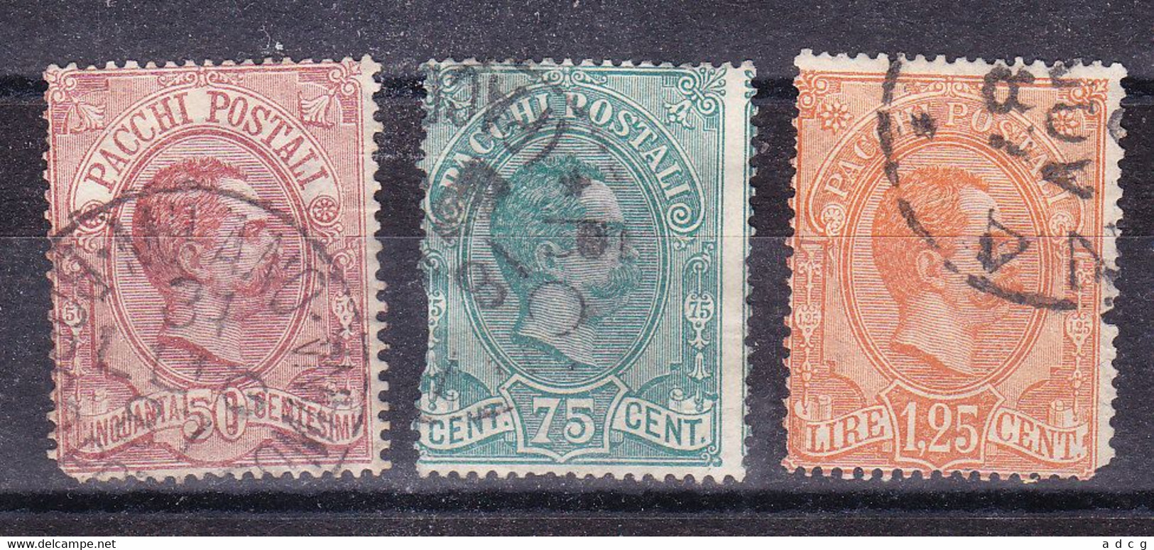 1884  PACCHI POSTALI  50 + 75 + 1,25 Cent  USATO - Paketmarken