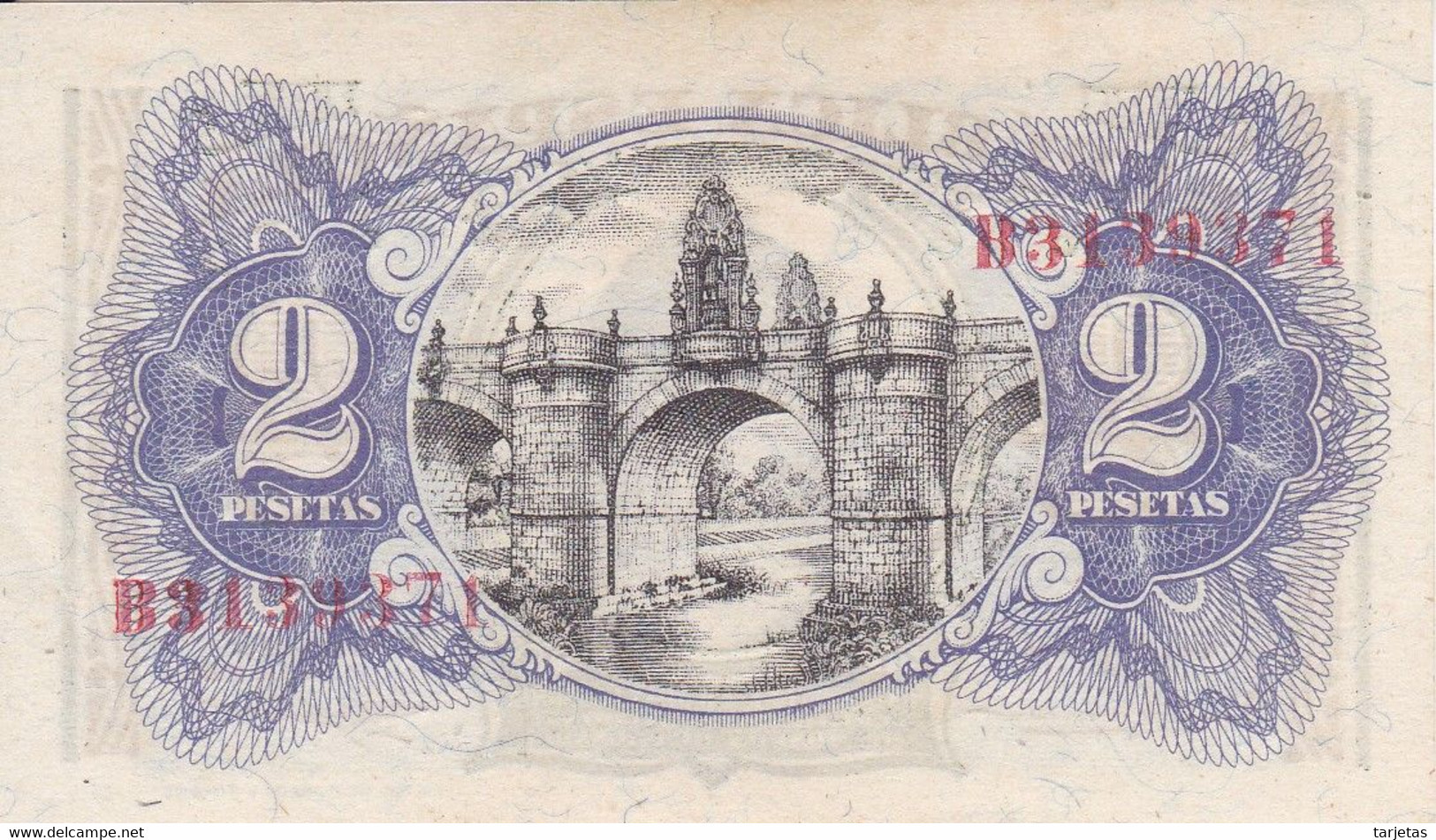 BILLETE DE 2 PTAS DEL AÑO 1938 SERIE B SIN CIRCULAR (UNC) (BANKNOTE) - 1-2 Pesetas