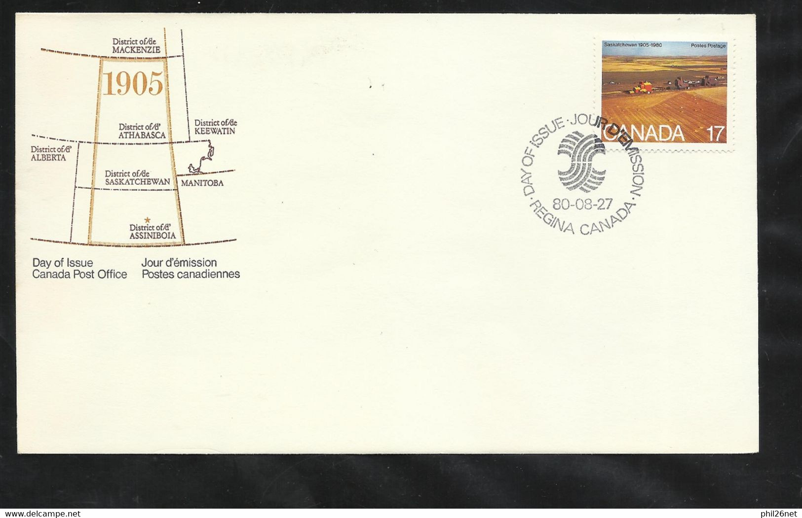 Canada Lettre Premier Jour FDC Regina Le 27/08/1980 Agriculture Alberta Et Saskatchewan  B/TB Voir Scan Soldé ! ! - 1971-1980