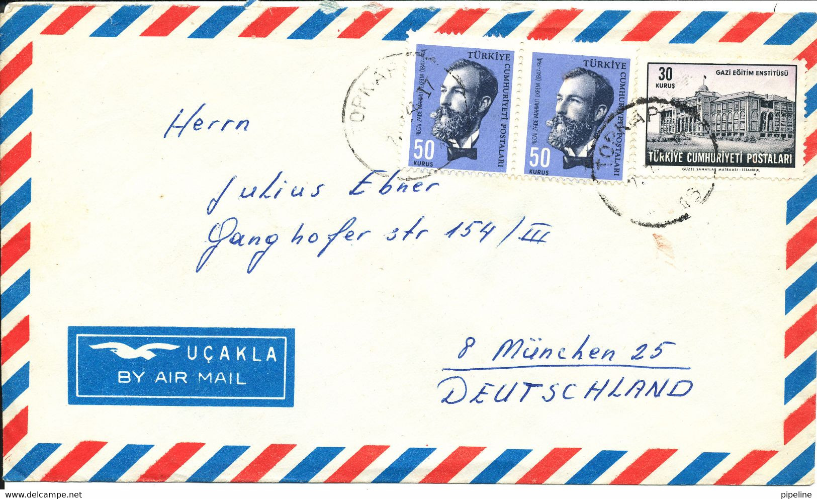 Turkey Air Mail Cover Sent To Germany - Airmail