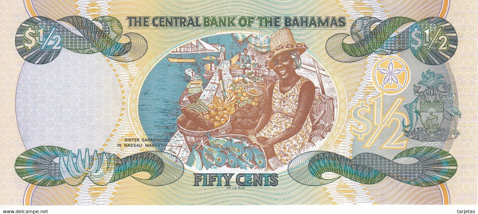 BILLETE DE BAHAMAS DE 1/2 DOLLAR DEL AÑO 2001  (BANKNOTE) SIN CIRCULAR (UNC) - Bahama's