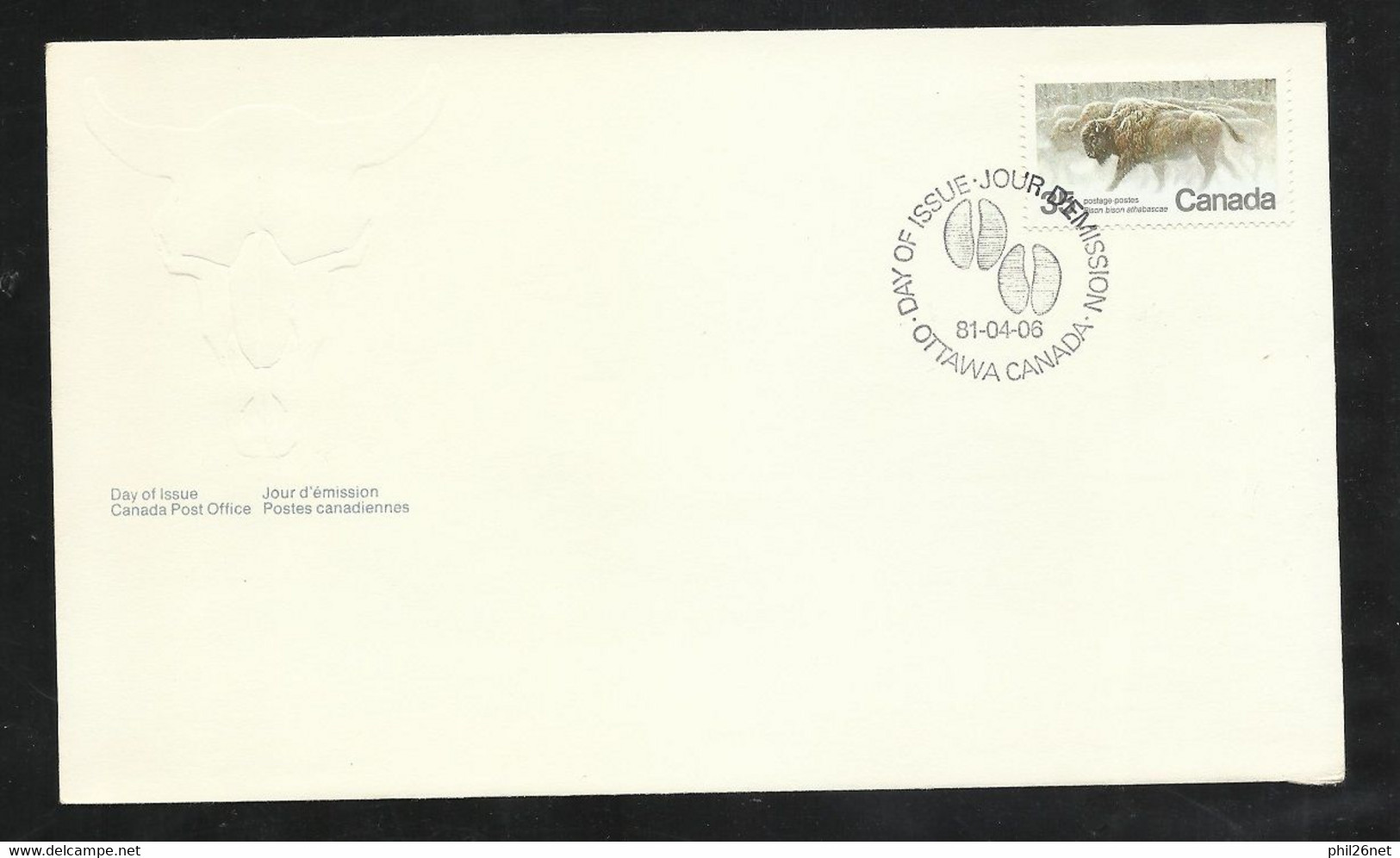 Canada Lettre Premier Jour FDC Ottawa Le 06/04/1981 N° 763   Bison Athabascae   B/TB Voir Scan Soldé ! ! - 1981-1990