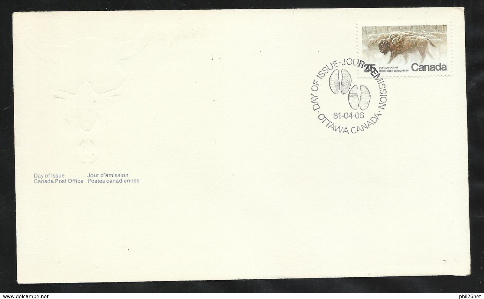 Canada Lettre Premier Jour FDC Ottawa Le 06/04/1981 N° 763   Bison Athabascae   B/TB Voir Scan Soldé ! ! - 1981-1990