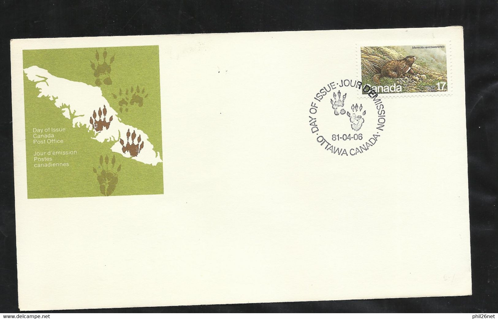 Canada Lettre Premier Jour FDC Ottawa Le 06/04/1981 N° 762 Marmota Vancouverensis    B/TB Voir Scan Soldé ! ! - 1981-1990