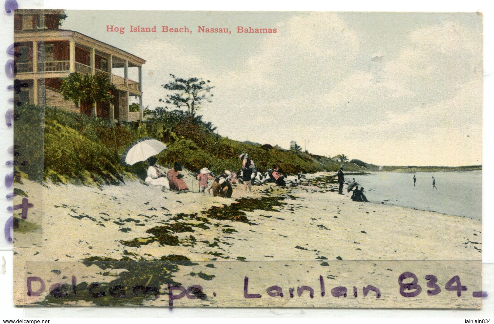 - 290 - NASSAU - ( Bahamas ), Hog Island Beach, Carte Ancienne Rare, Non écrite, épaisse, Belle Animation, TTBE, Scans. - Bahama's