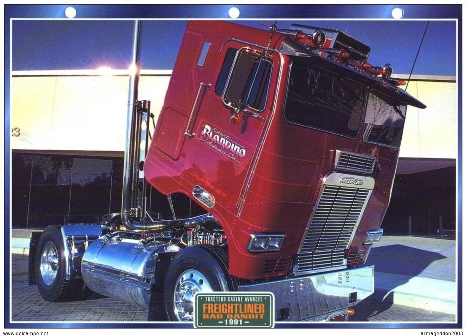 C2/ FICHE CARTONNE CAMION SERIE TRACTEUR CABINE US 1991 FREIGHLINER BAD BANDIT - Trucks