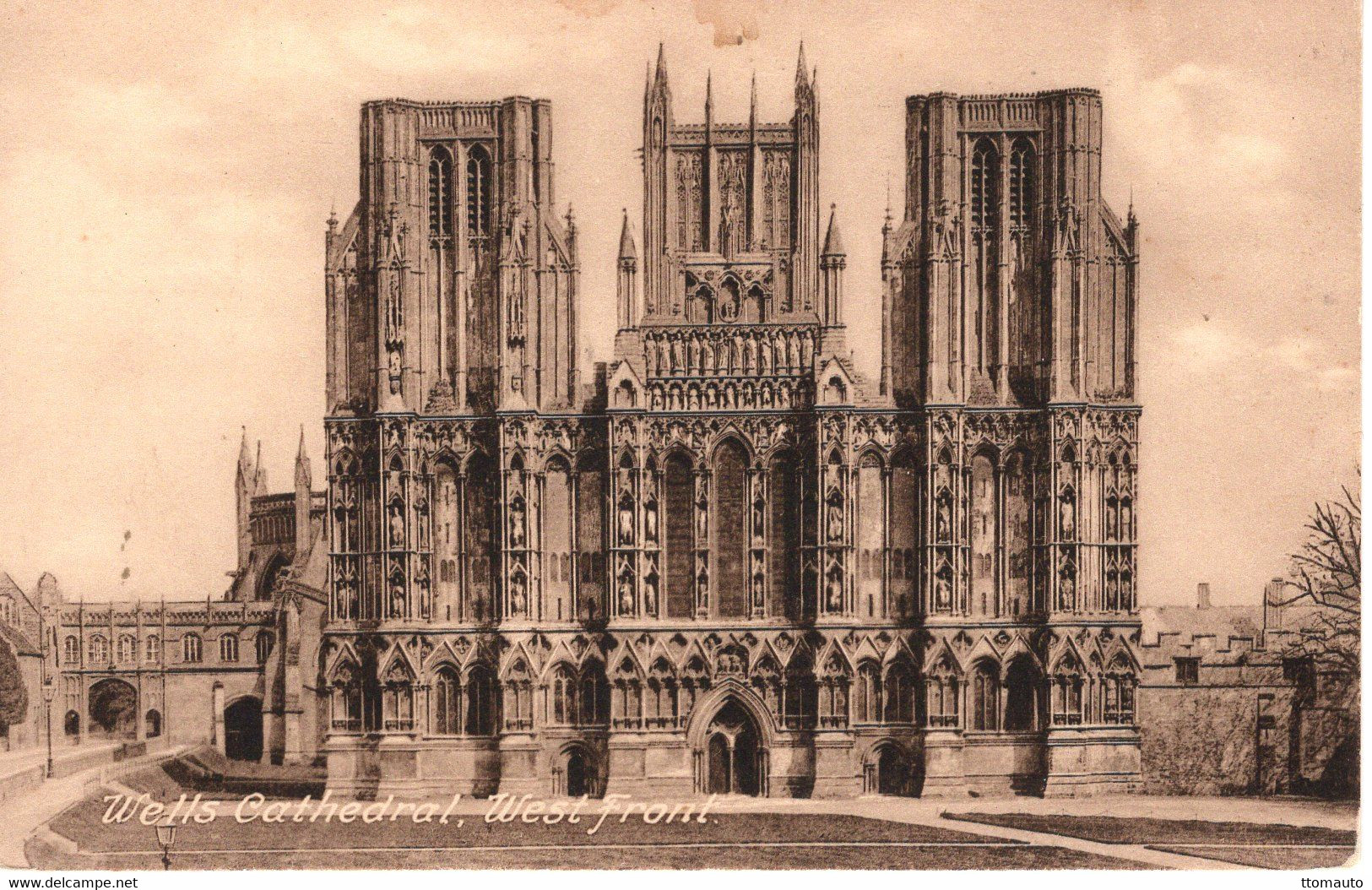 Wells  -  The Cathedral - West Front -  Old Postcard - CPA - Wells