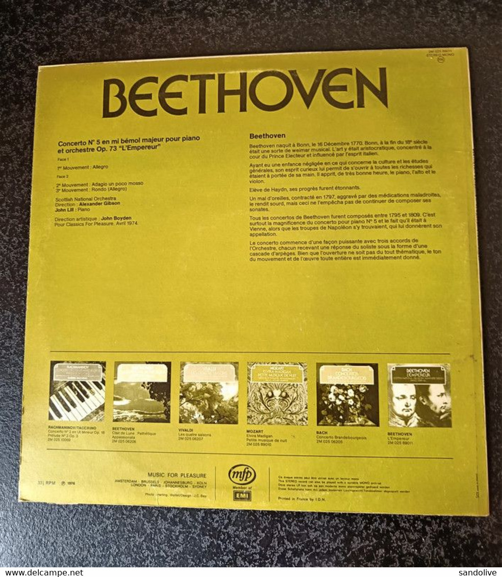 Beethoven - L'empereur - Vinyle 33 Tours - Strumentali