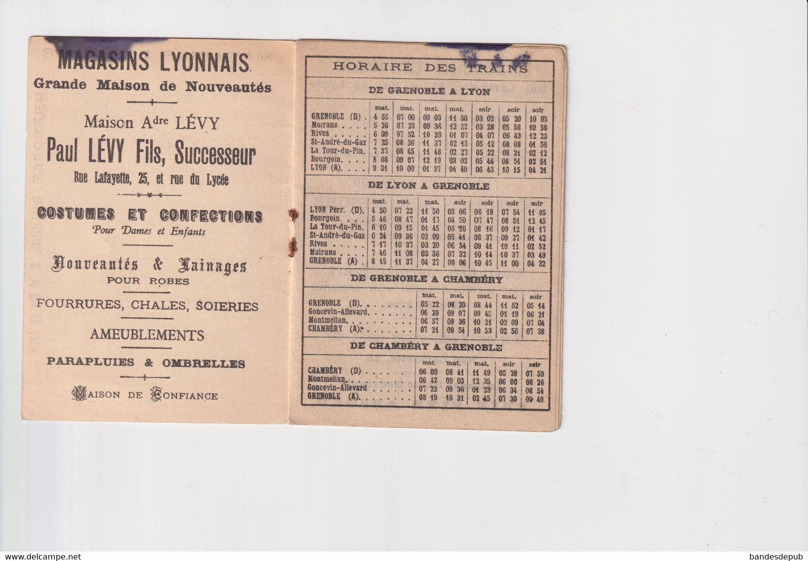 Paris Magasins Lyonnais LEVY  Carnet Chromo Calendrier 1890 Courbe Rouzet Horaires Trains  Tramways Omnibus - Europe