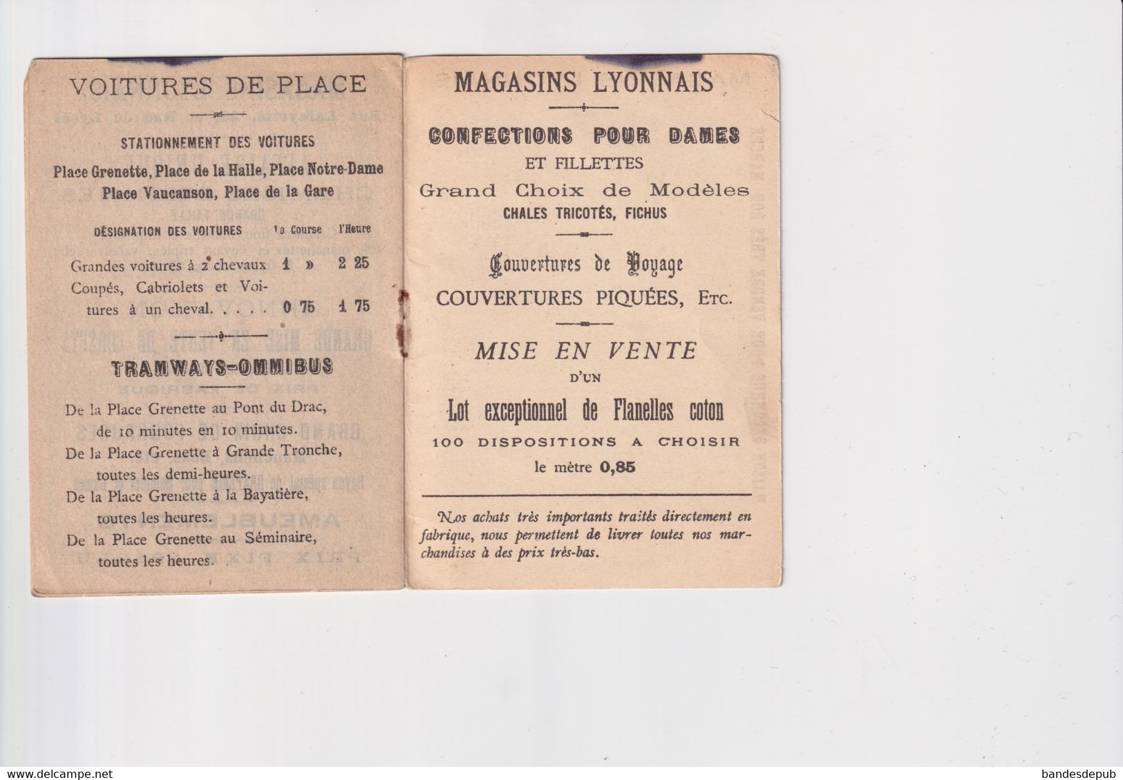 Paris Magasins Lyonnais LEVY  carnet chromo calendrier 1890 Courbe Rouzet horaires trains  tramways omnibus