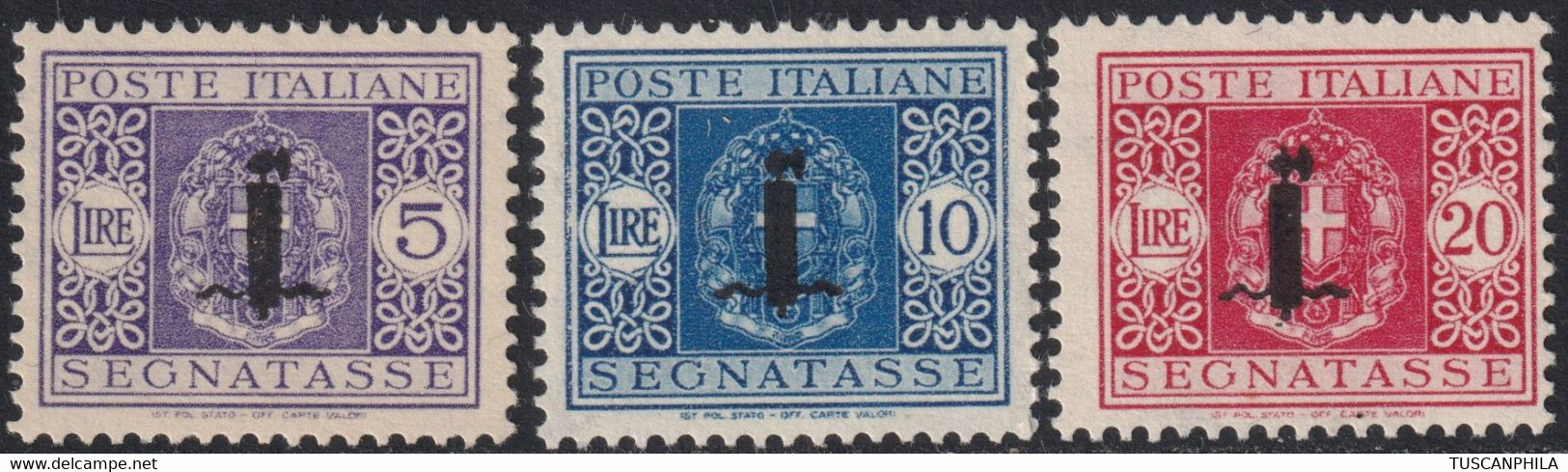 RSI Segnatasse Fascetto I 3 Alti Valori Sass 70/72 MNH** Cert. Ray Spl - Portomarken