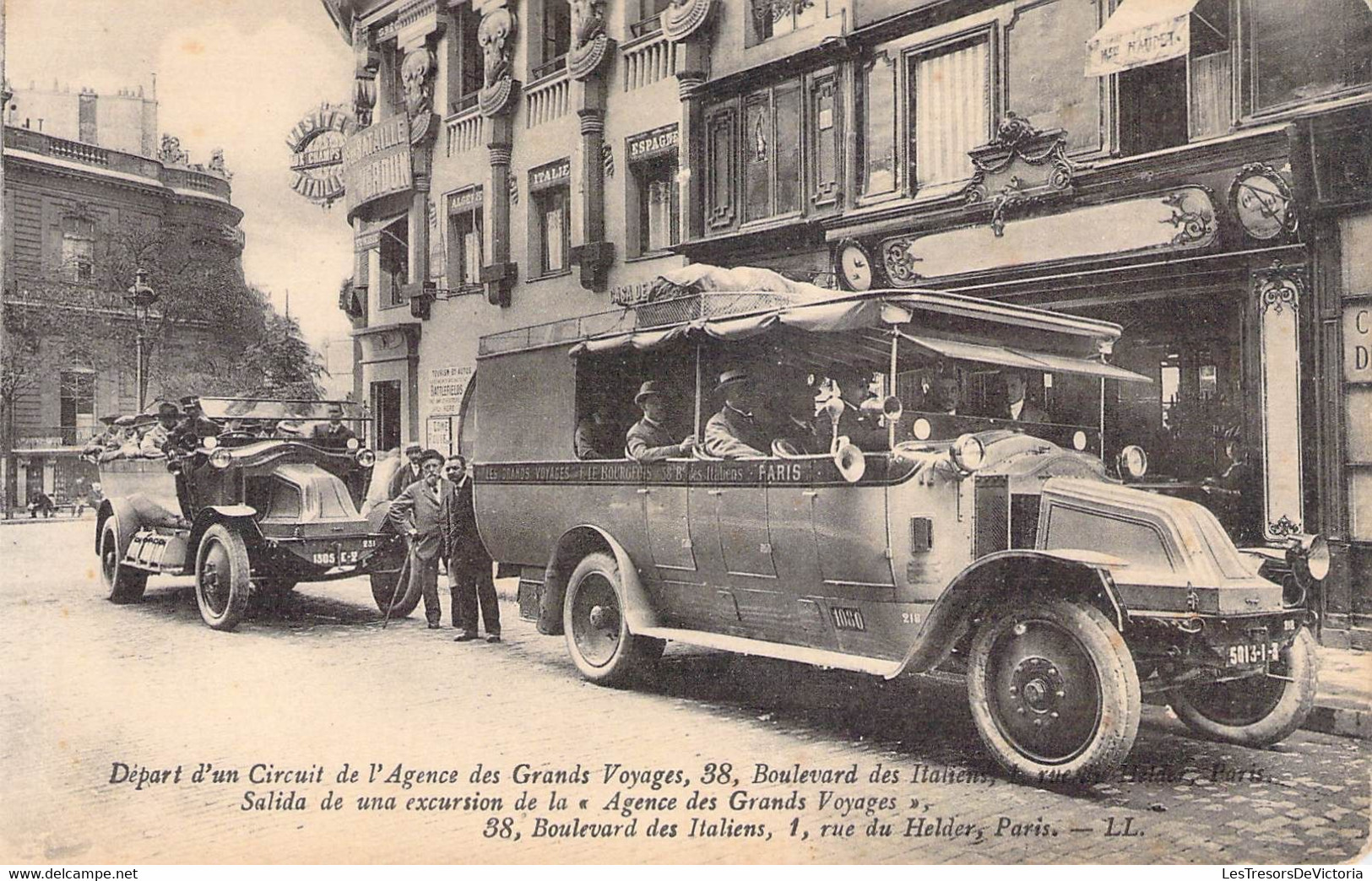 CPA Thèmes - Métiers - Départ D'un Circuit De L'Agence Des Grands Voyages - Lévy Fils & Cie - Animée - Voiture - Paris - Autres & Non Classés