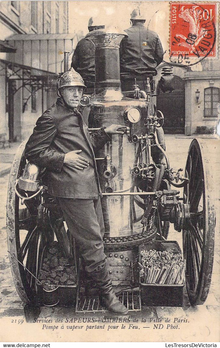 CPA Thèmes - Métiers - Service Des Sapeurs Pompiers De La Ville De Paris - N.D. Phot. - Oblitérée Vaucluse 1908 - Brandweer