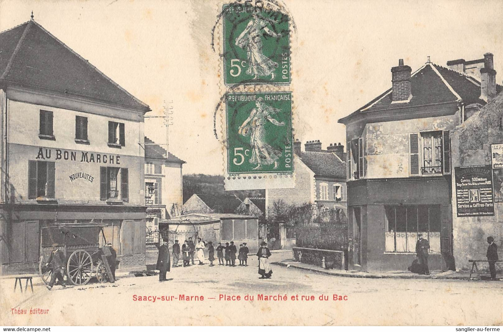 CPA 77 SAACY SUR MARNE PLACE DU MARCHE ET RUE DU BAC - Altri & Non Classificati