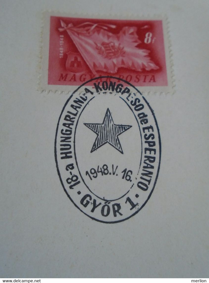 ZA414.25  Hungary   Special Postmark - Hungarlanda Kongreso De Esperanto  GYŐR  1948 - Storia Postale