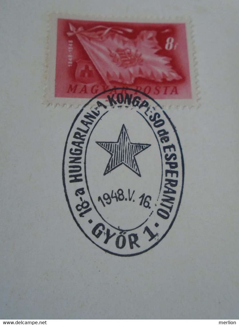 ZA414.25  Hungary   Special Postmark - Hungarlanda Kongreso De Esperanto  GYŐR  1948 - Poststempel (Marcophilie)