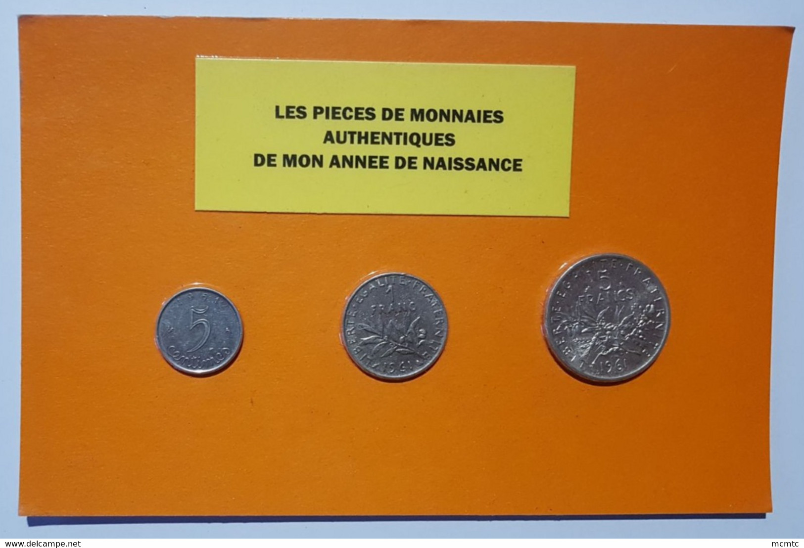 3 Pièces De Monnaies Authentiques (dont 1 De 5f En Argent) Sous Blister De Votre Année De Naissance 1961 ( Idée Cadeau ) - Other & Unclassified