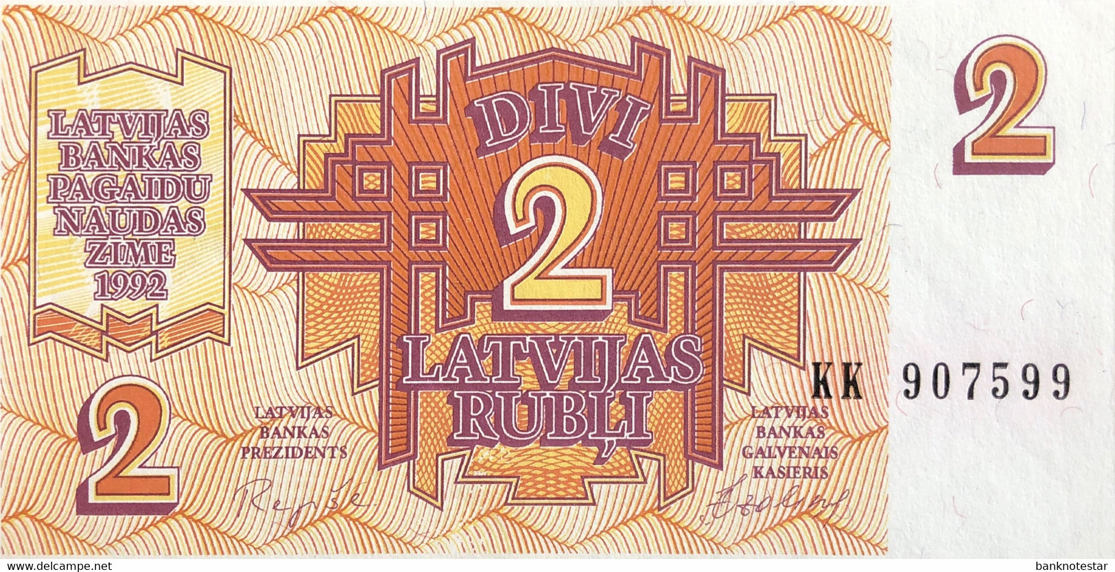 Latvia 2 Rubli, P-36 (1992) - UNC - Letonia