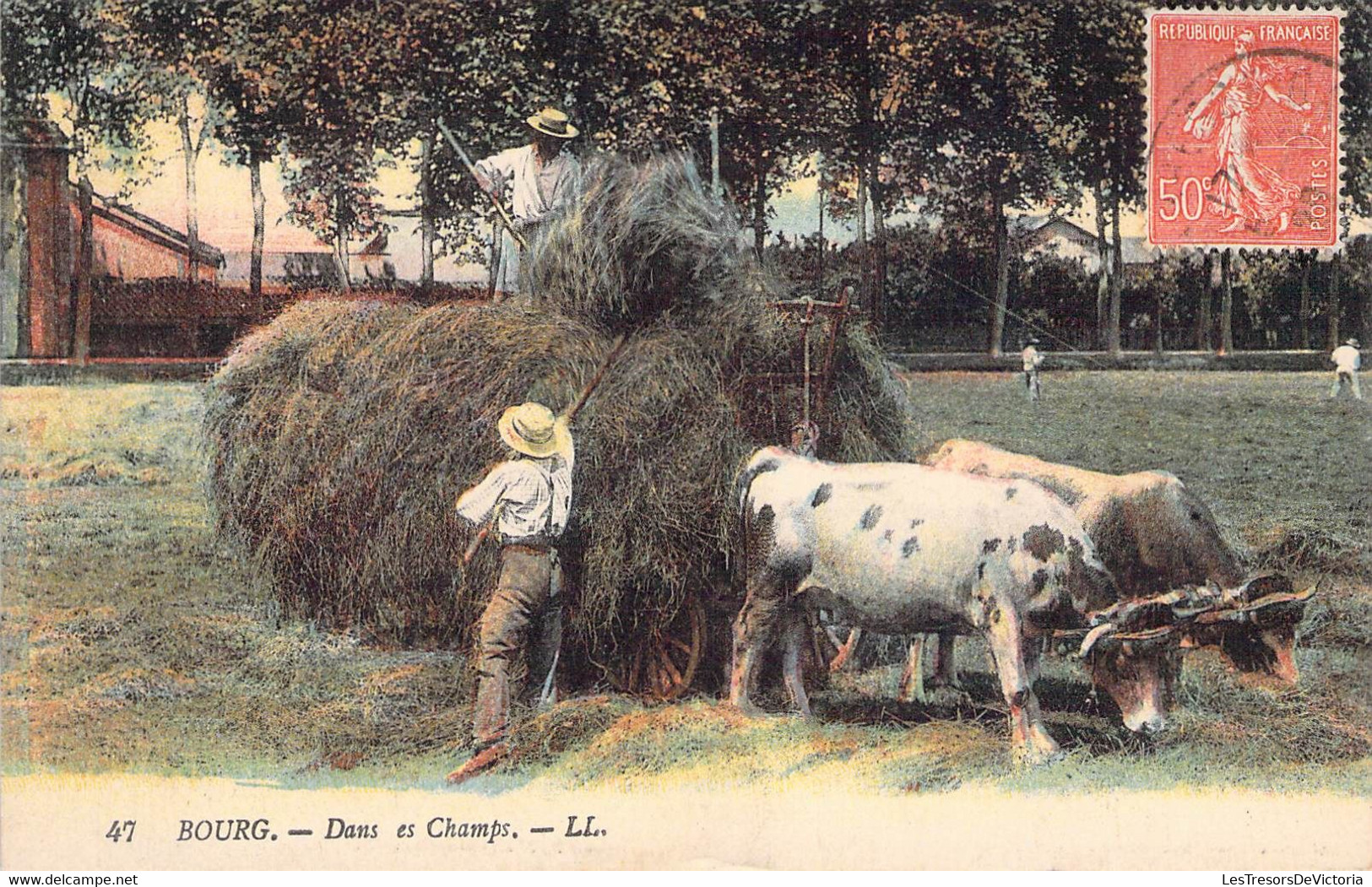 CPA Thèmes - Agriculture - Bourg - Dans Les Champs - Lévy Fils & Cie Paris - Colorisée - Oblitérée 1929 - Bœufs - Landwirtschaftl. Anbau