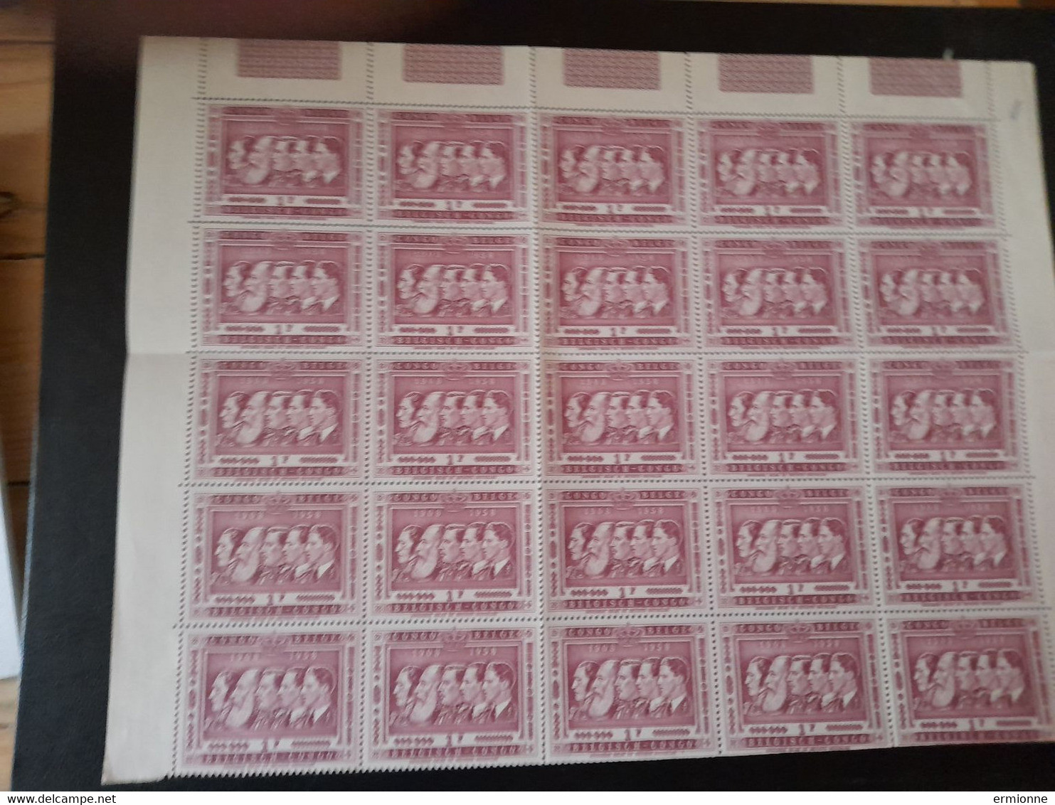 Timbres Congo Belge 1958 Feuille Complète N°344 - Full Sheets