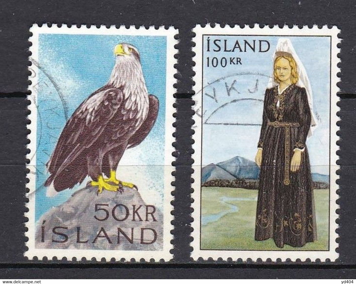 IS069 – ISLANDE – ICELAND – 1965-66 – EAGLE & NATIONAL COSTUME – Y&T # 353/4 USED 27,50 € - Usati