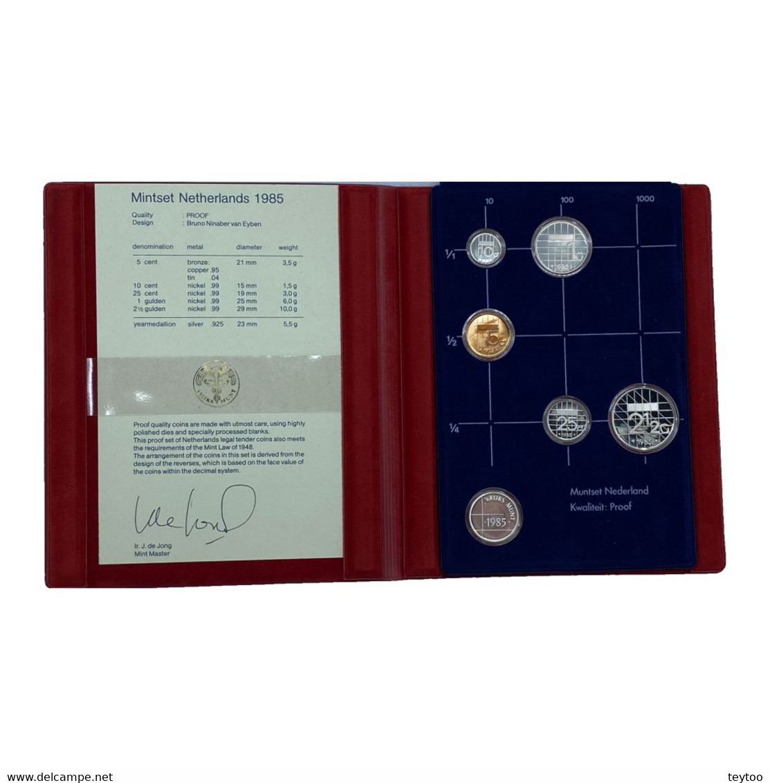 D0190# Países Bajos 1985. Set Anual (FDC) + Certificado + Moneda Plata - Jahressets & Polierte Platten