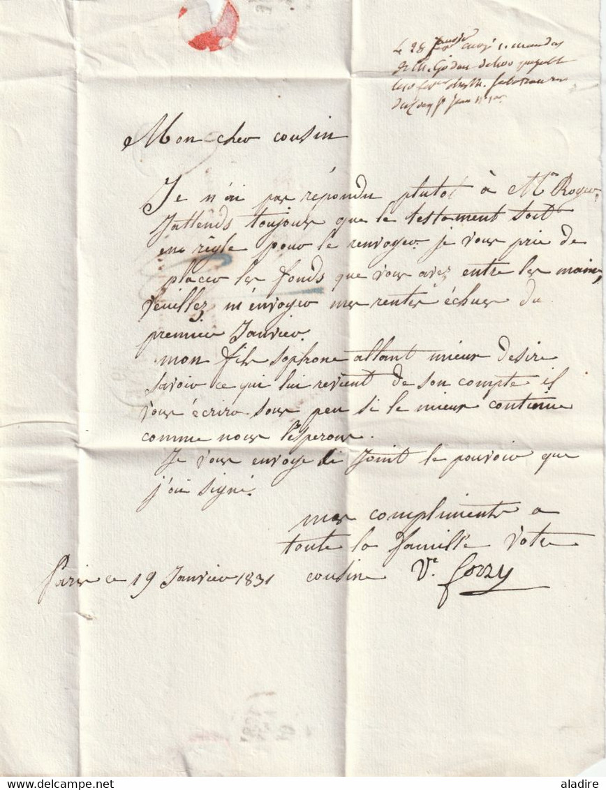 1831 - Lettre Pliée Avec Corresp Familiale De Paris  Vers Ay /  Aÿ-Champagne, Auj., Marne - Décime Rural - Dateur - 1801-1848: Voorlopers XIX