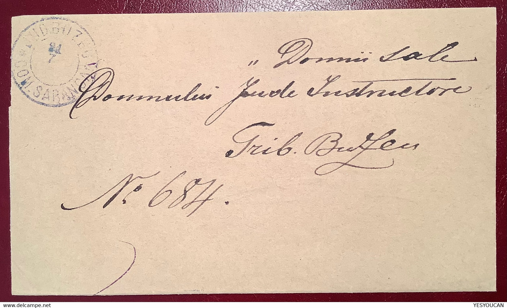 "JUD.BUZEU COM SARANGA 1881" RARE RURAL POSTMARK Official Cover  (Buzau Romania Roumanie Lettre - 1858-1880 Moldavië & Prinsdom