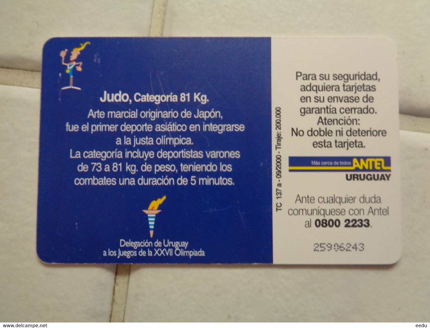 Uruguay Phonecard - Olympische Spiele