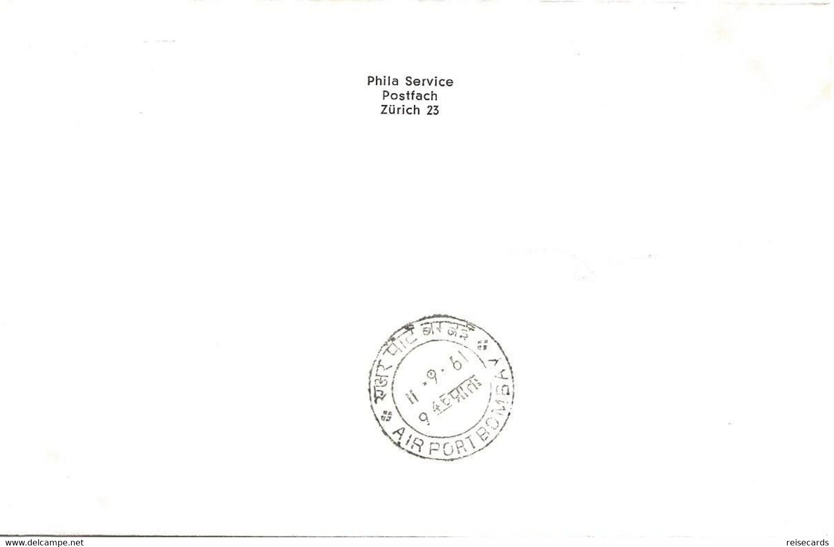 Liechtenstein: 1961 Swissair Air Mail Brief Zürich - Bombay - Cartas & Documentos