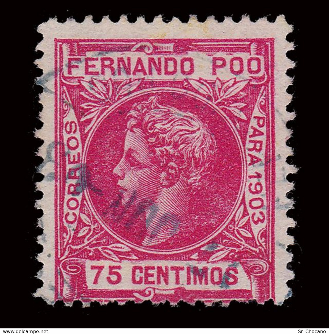 FERNANDO POO.1903.Alfonso XIII.75c.Matasello.Edifil.129 - Fernando Po