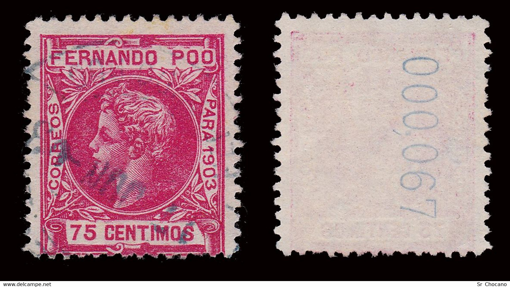 FERNANDO POO.1903.Alfonso XIII.75c.Matasello.Edifil.129 - Fernando Po