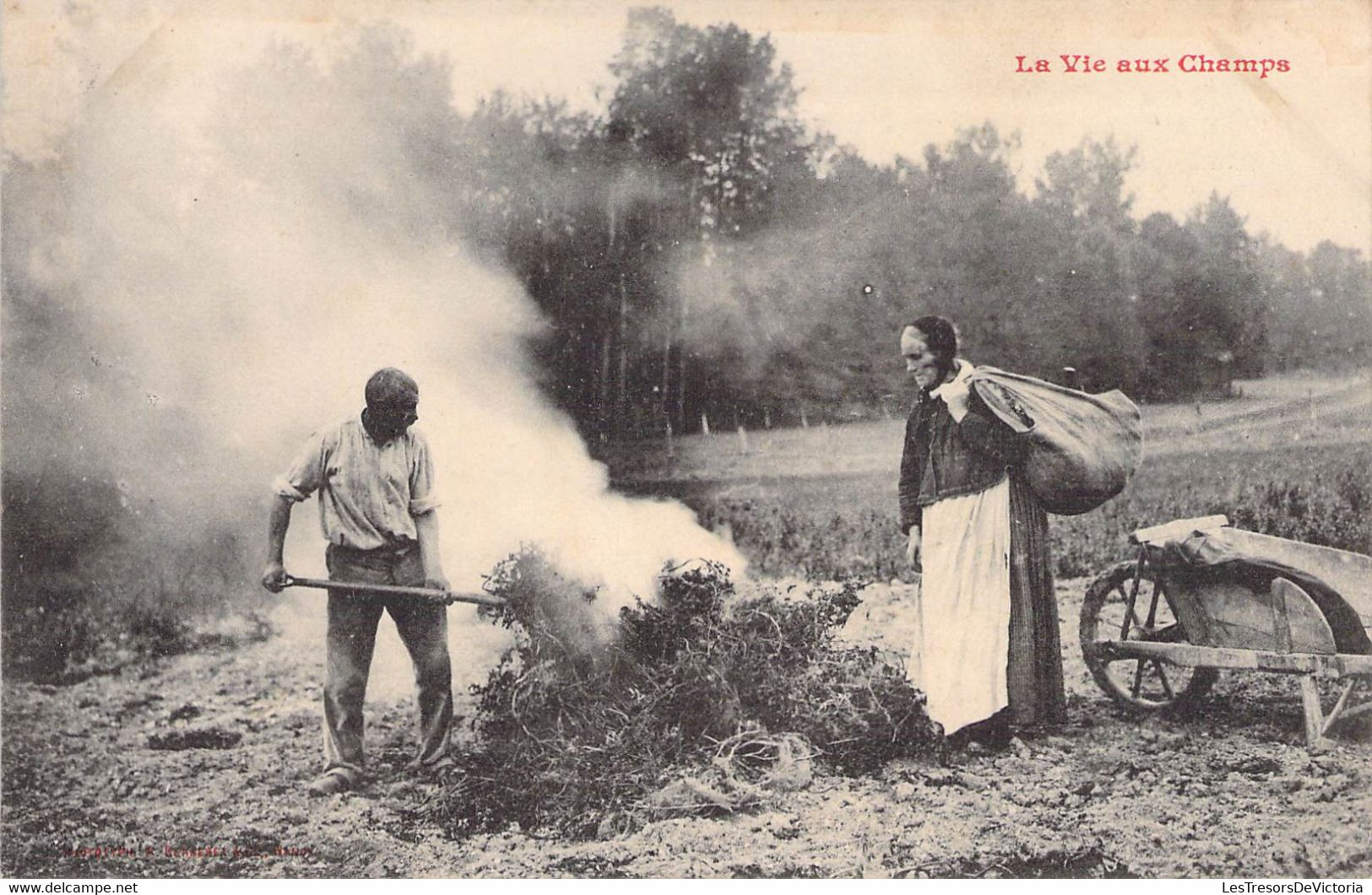 CPA Thème - Agriculture - La Vie Aux Champs - Phototypie - Oblitérée Aube 1906 - Animée - Travailleur - Fumée - Autres & Non Classés