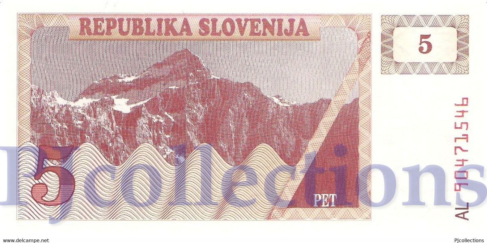 SLOVENIA 5 TOLARJEV 1990 PICK 3a UNC - Slovénie